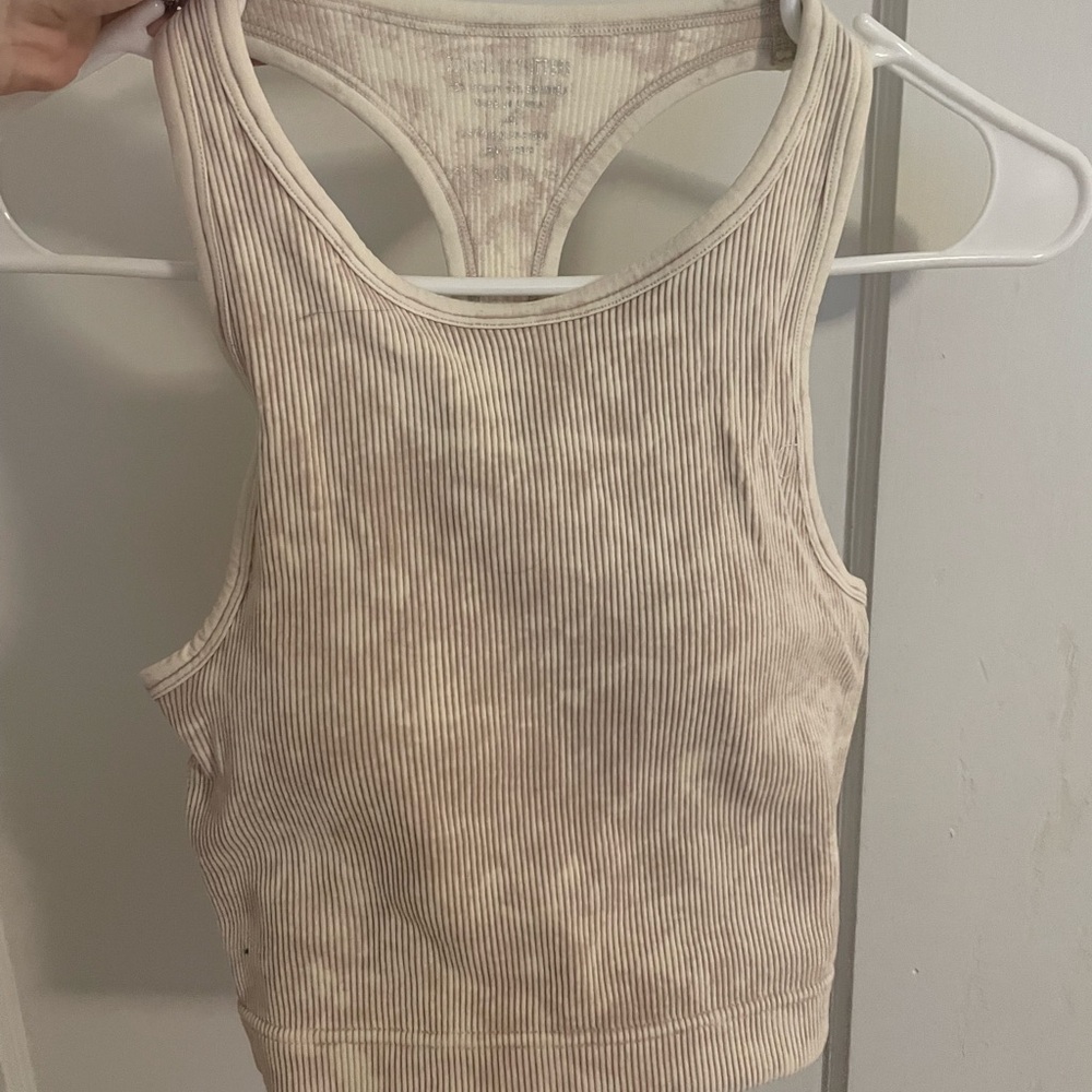 Zenana Outfitters Beige Ribbed Tank Top